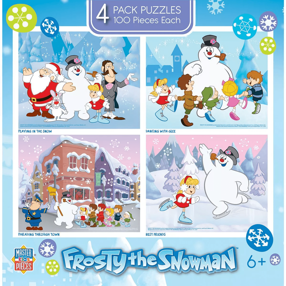 Masterpieces Kids Puzzle Set - Frosty the Snowman 4-Pack 100 Piece Puzzles