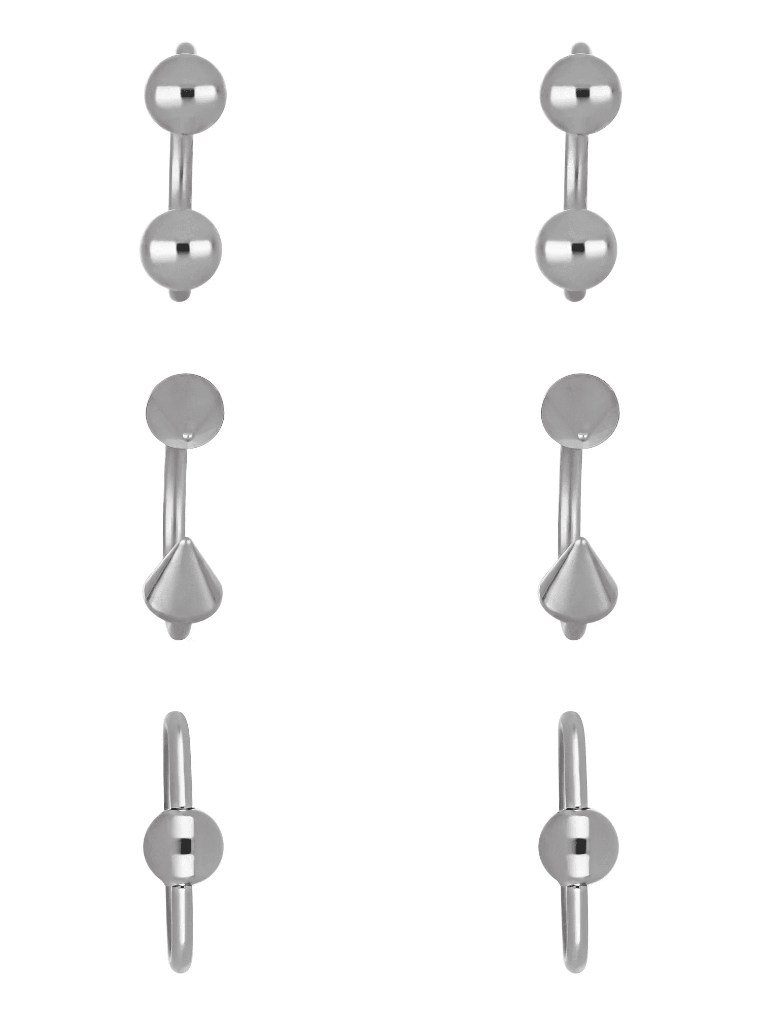 Women'S Stainless Steel 20 Gauge Hoop & Horseshoe Cartilage, Set of 6 - Image 3