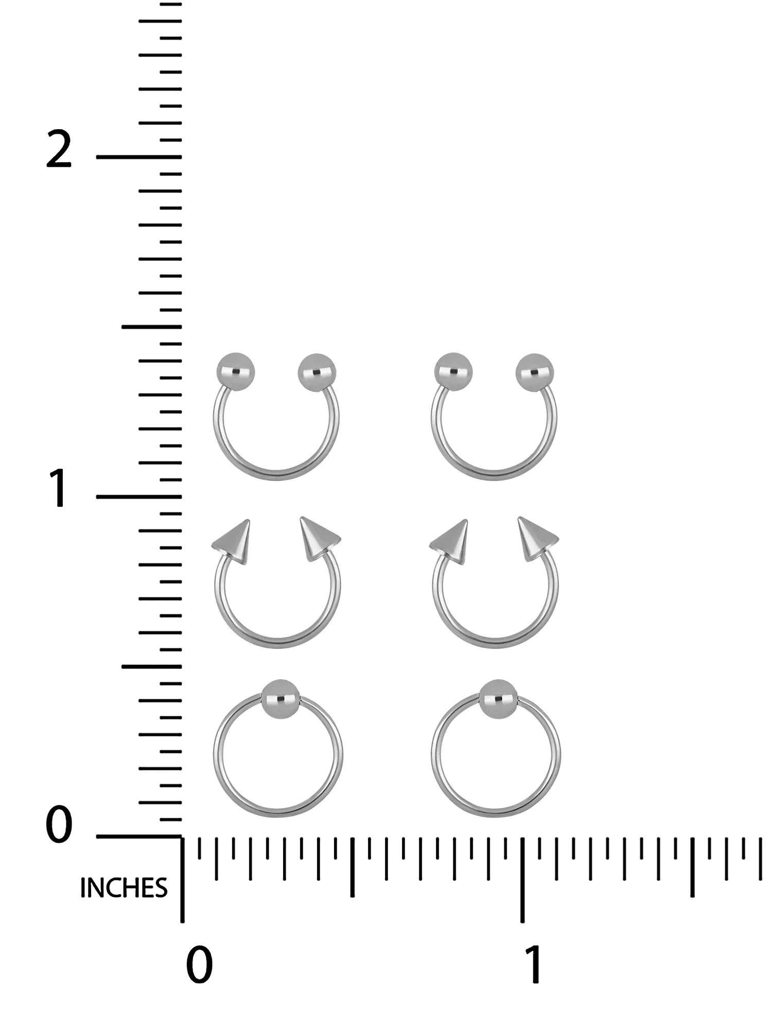 Women'S Stainless Steel 20 Gauge Hoop & Horseshoe Cartilage, Set of 6 - Image 4