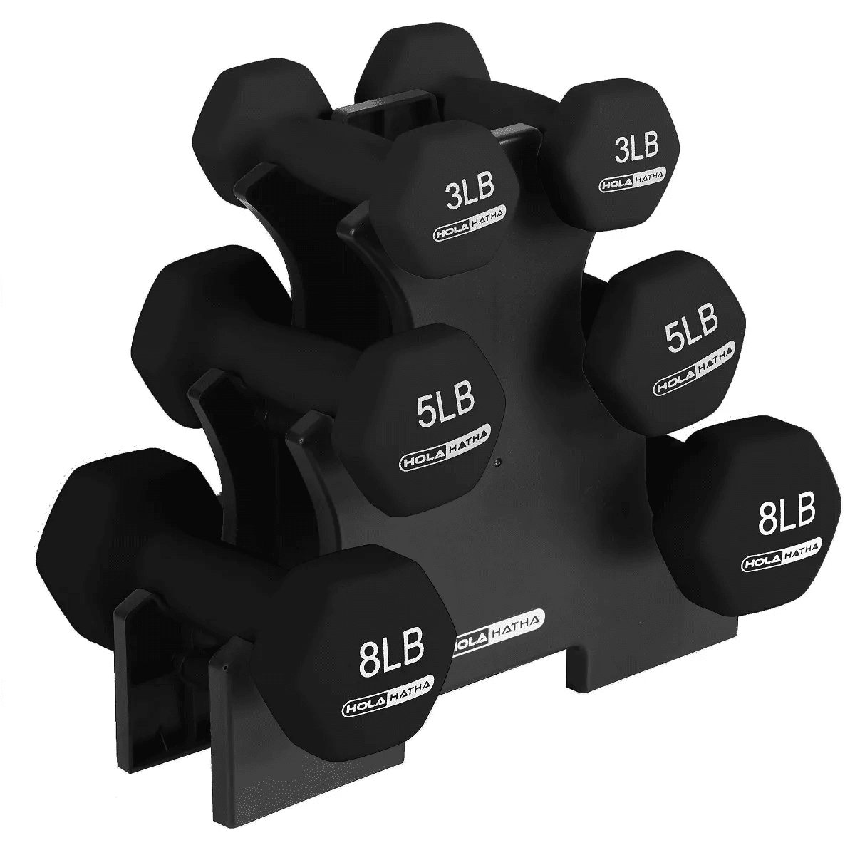 Holahatha Hex Dumbbell Set with Hand Weights and Storage Rack - Image 10