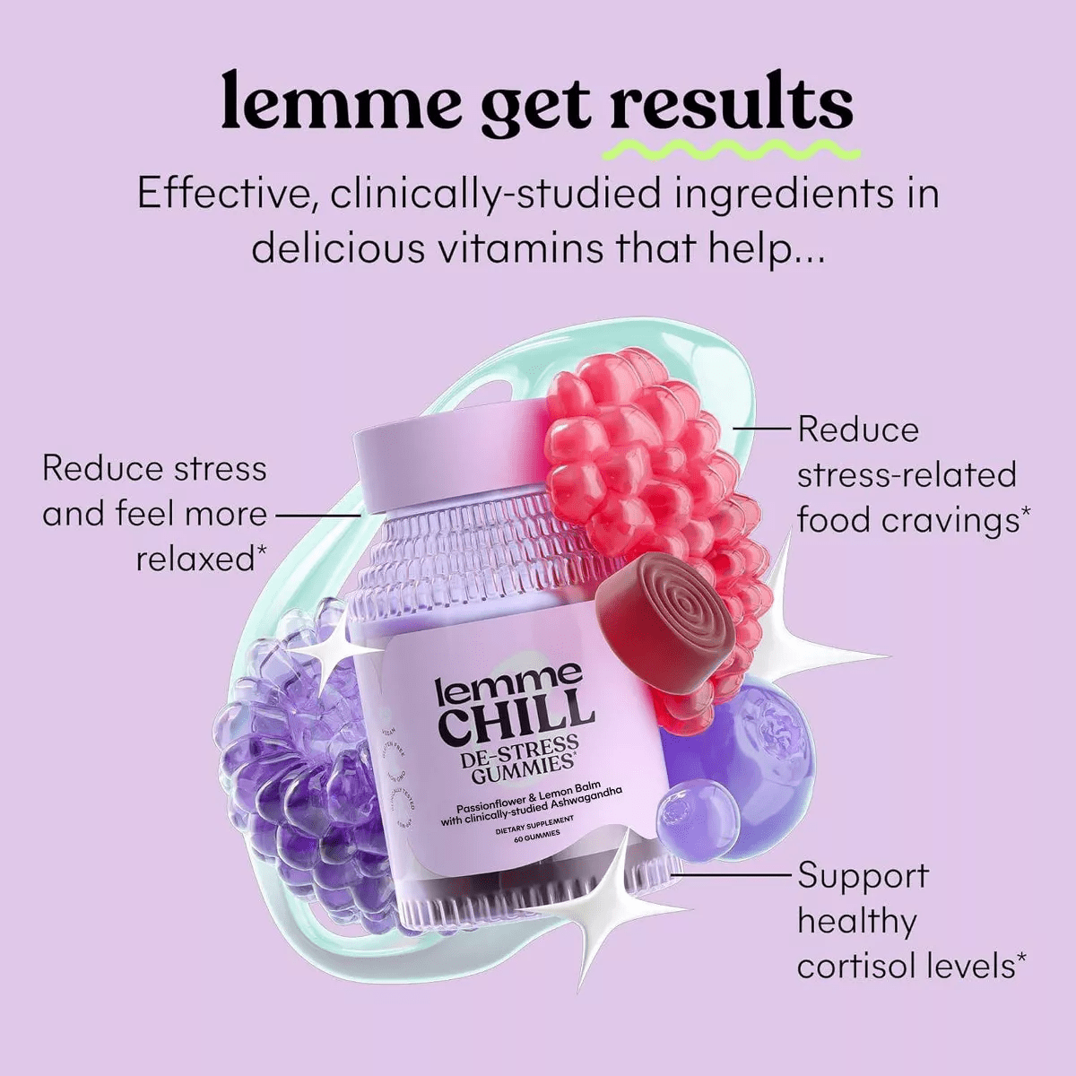Lemme Chill De-Stress Ashwagandha Vegan Gummies - 60Ct - Image 3