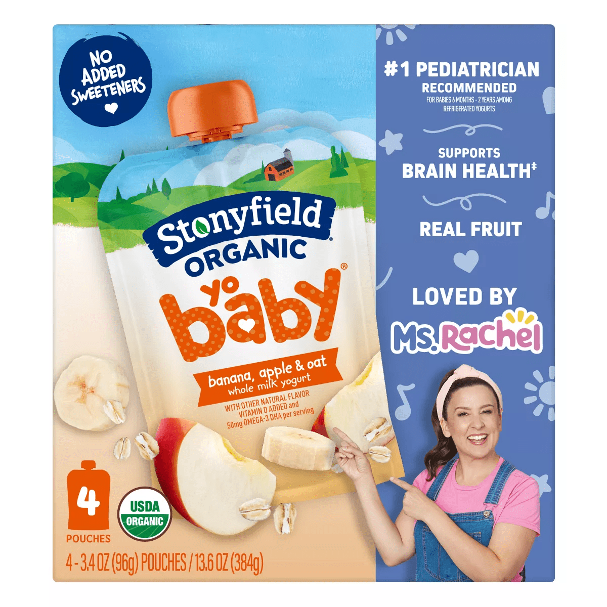 Stonyfield Organic Yobaby Whole Milk Yogurt - 4Ct/3.4Oz Pouches