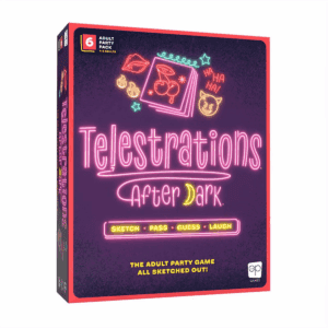 The Op Games Telestrations after Dark 6 Player Game: Party Fun with Cards, Dice, and Dry Erase Boards for 4-6 Participants