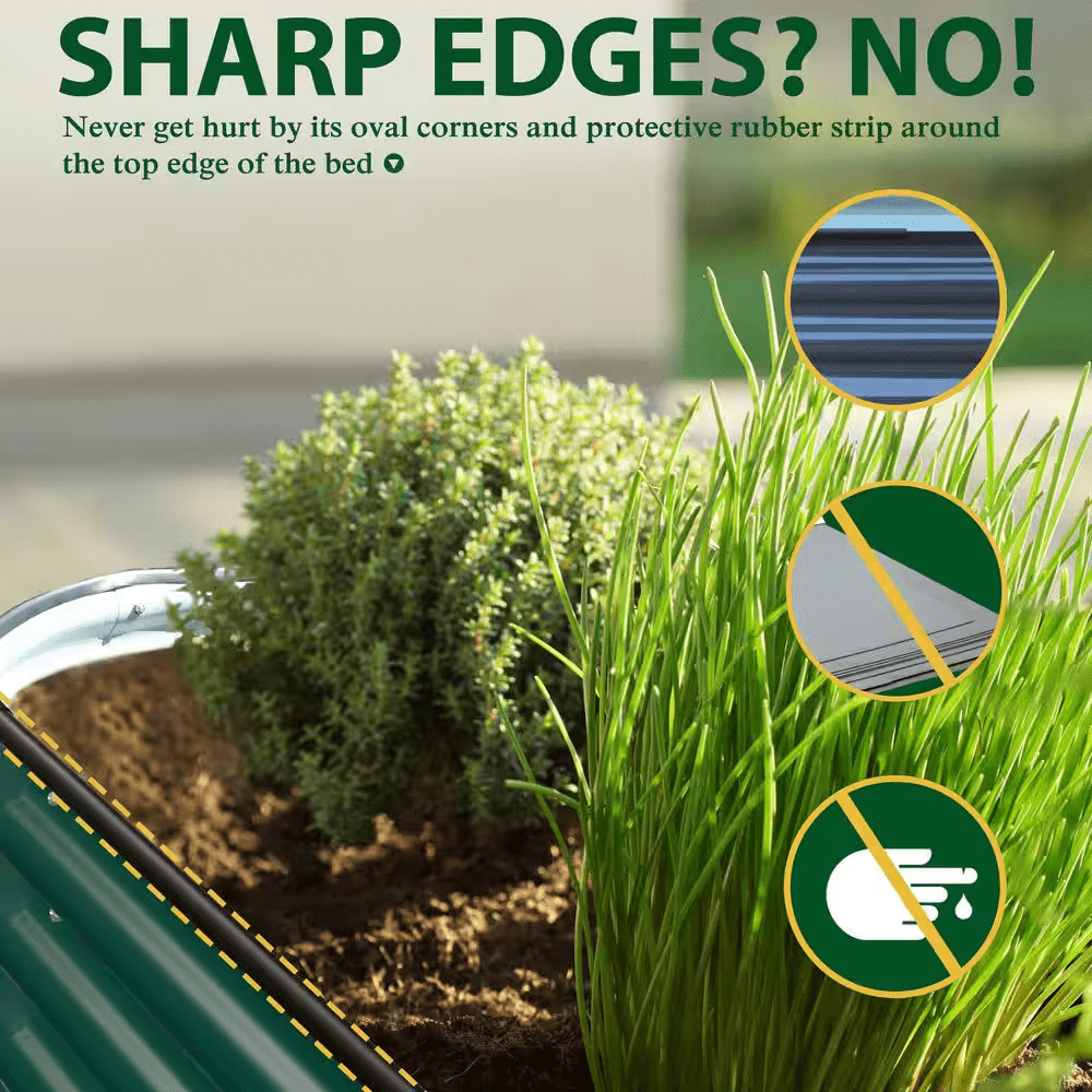 8 Ft. X 2 Ft. X 2 Ft. Galvanized Steel Raised Garden Bed 9-In-1 Planter Box Outdoor, Green - Image 3