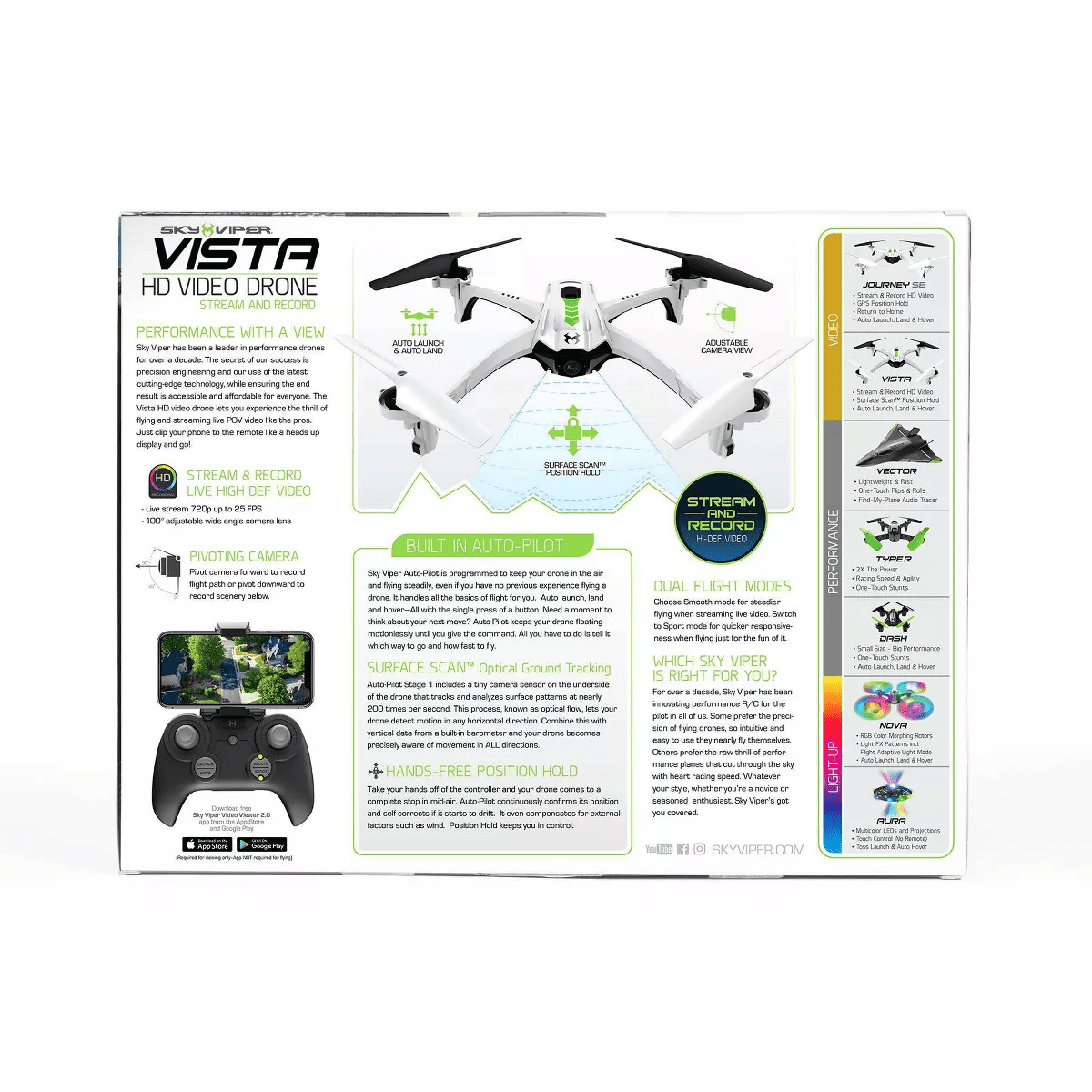 Sky Viper Vista HD Video Drone: Built-In Camera, Remote Control, Bluetooth, Beginner Skill Level - Image 13