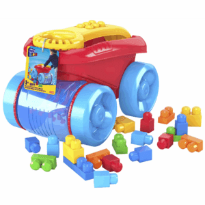 Fisher-Price Blue Block Scooping Wagon Building Toy (21 Pieces) for Toddler