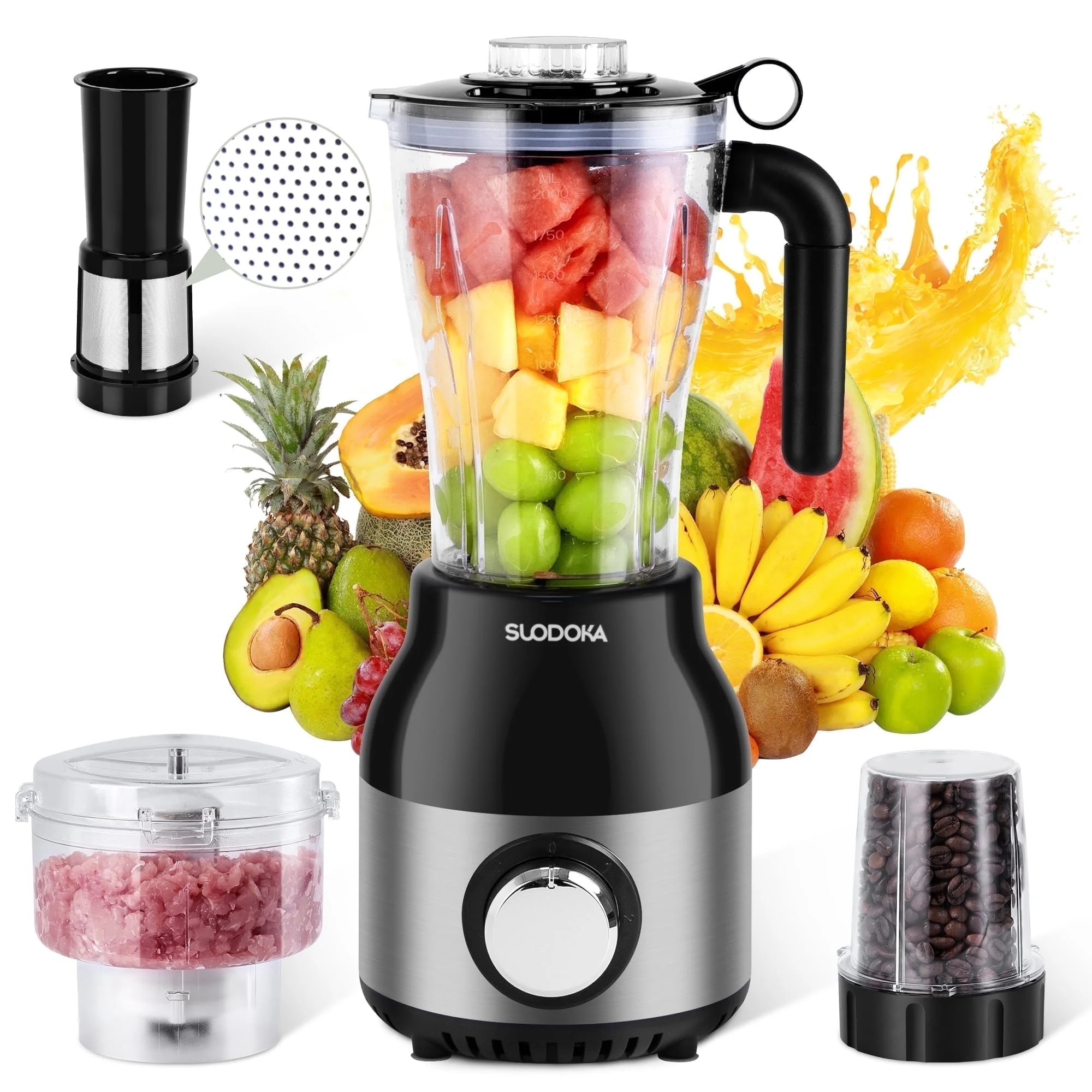 Countertop Blender Food Processor Combo, 4 in 1 Kitchen Electric Blender/Grinder/Chopper,New
