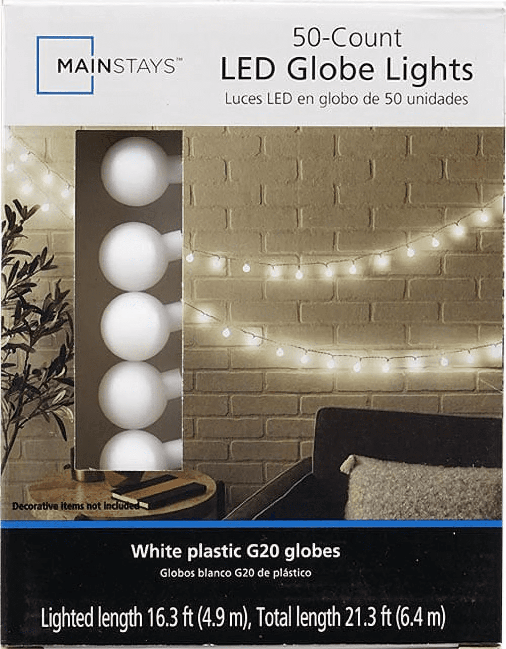 Indoor 50-Count LED Globe Lights, with Frosted White G20 Globes, Ac-Adaptor, 4.5 Volts - Image 9