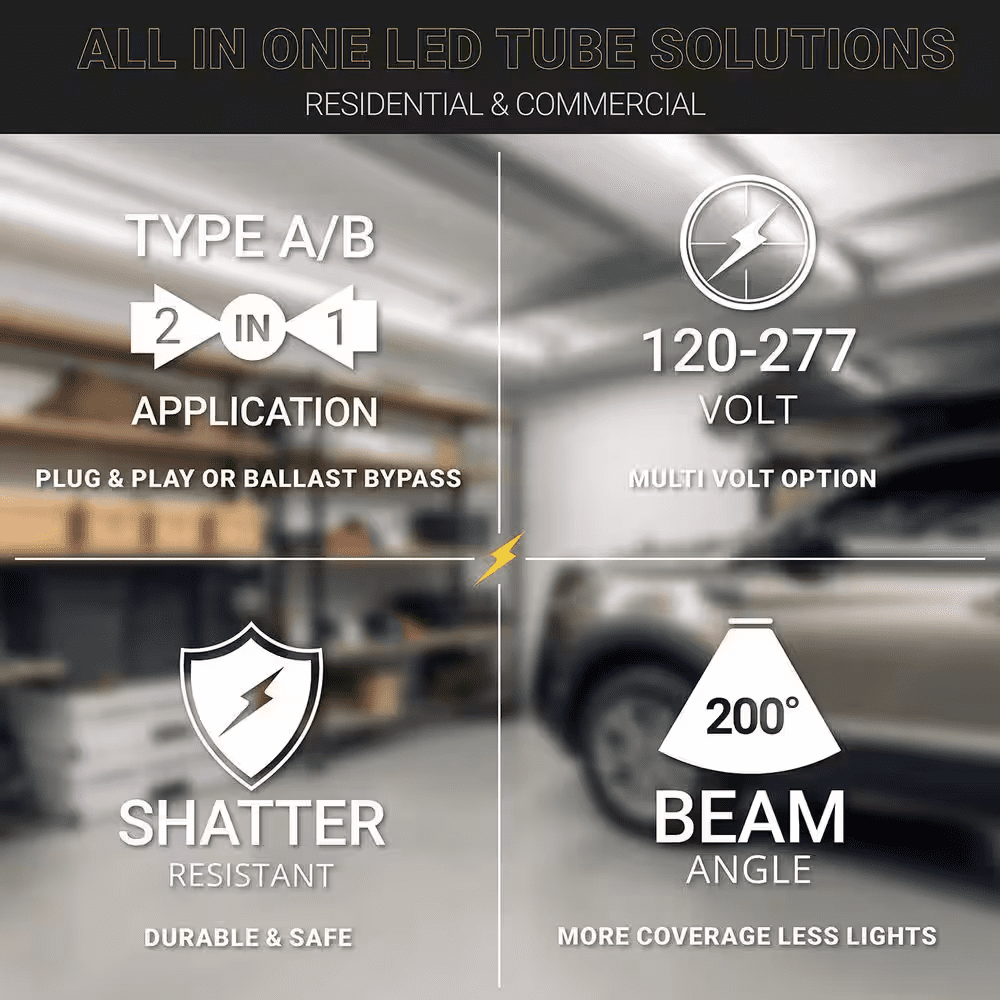 18-Watt 4 Ft. LED Linear T8 Tube Light Bulb Type A&B Ballast Bypass Daylight 5000K (30-Pack) - Image 5