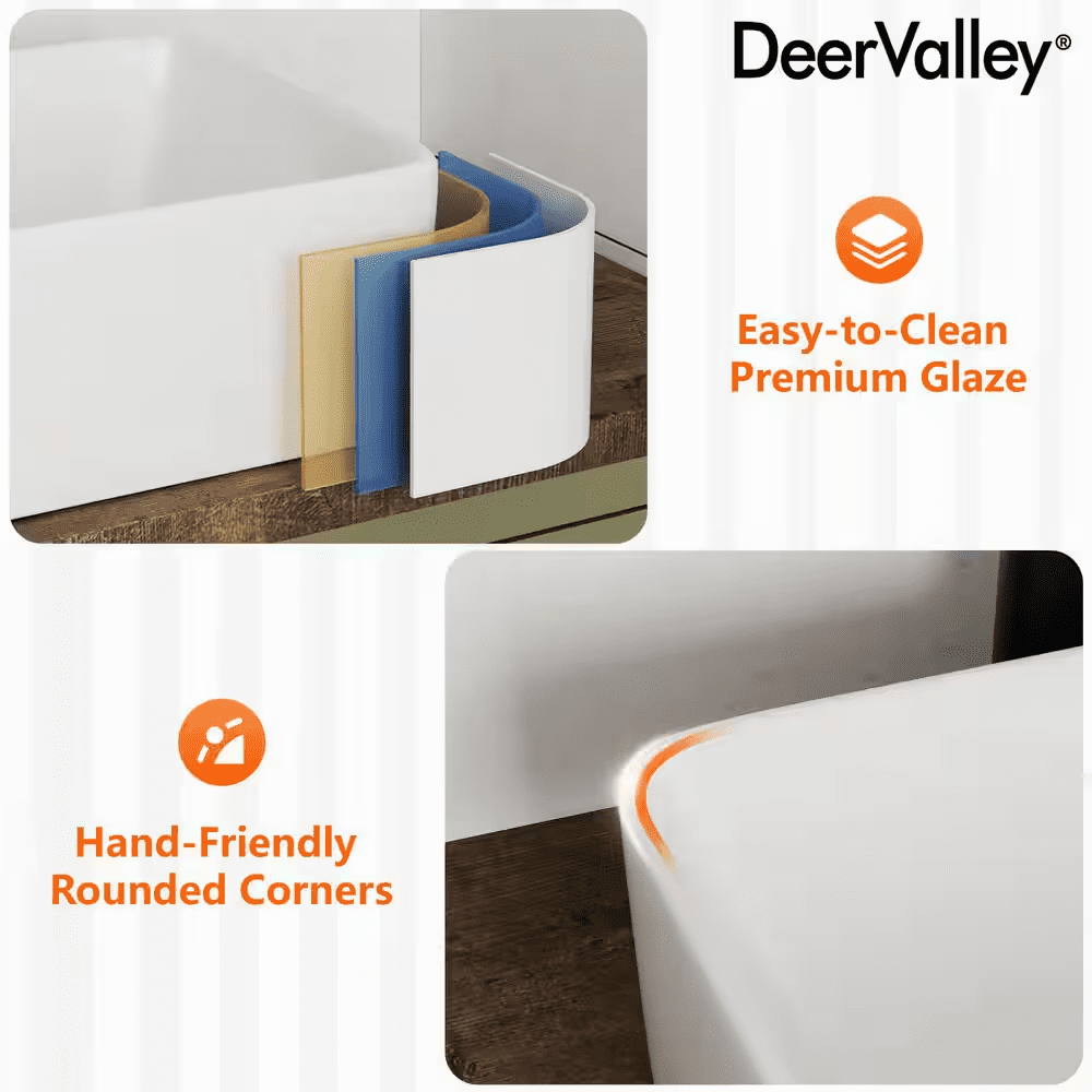 Liberty 16 In.X 12 In. Vessel Bathroom Sink in White Ceramic, Faucet Not Included - Image 5