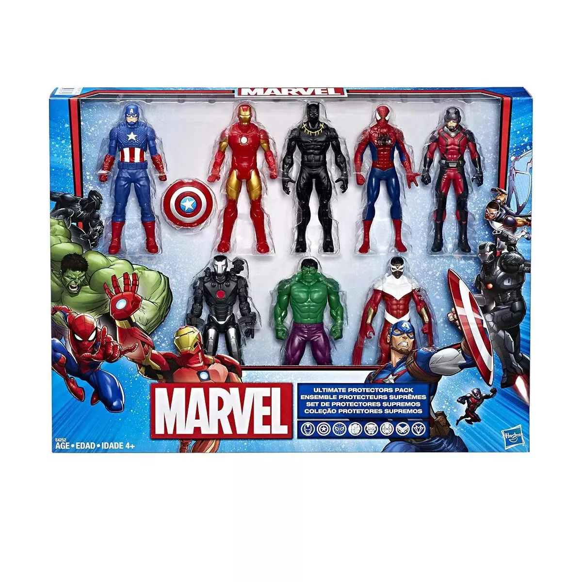 Marvel Avengers 6" Action Figures - Iron Man, Hulk, Black Panther, Captain America, Spider Man, Ant Man, War Machine & Falcon, 8 Figure Set