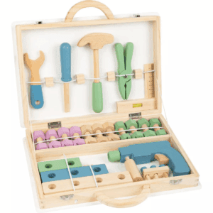 Small Foot Wooden Toys Premium Nordic Toolbox Playset: Creative Thinking Educational Toy with Pretend Accessories