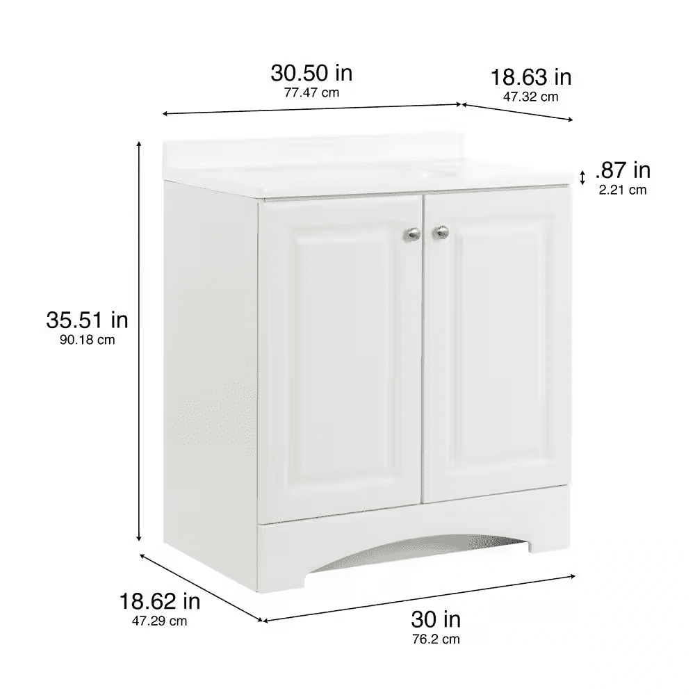 31 In. Single Sink White Bath Vanity with White Cultured Marble Top (Assembled) - Image 7