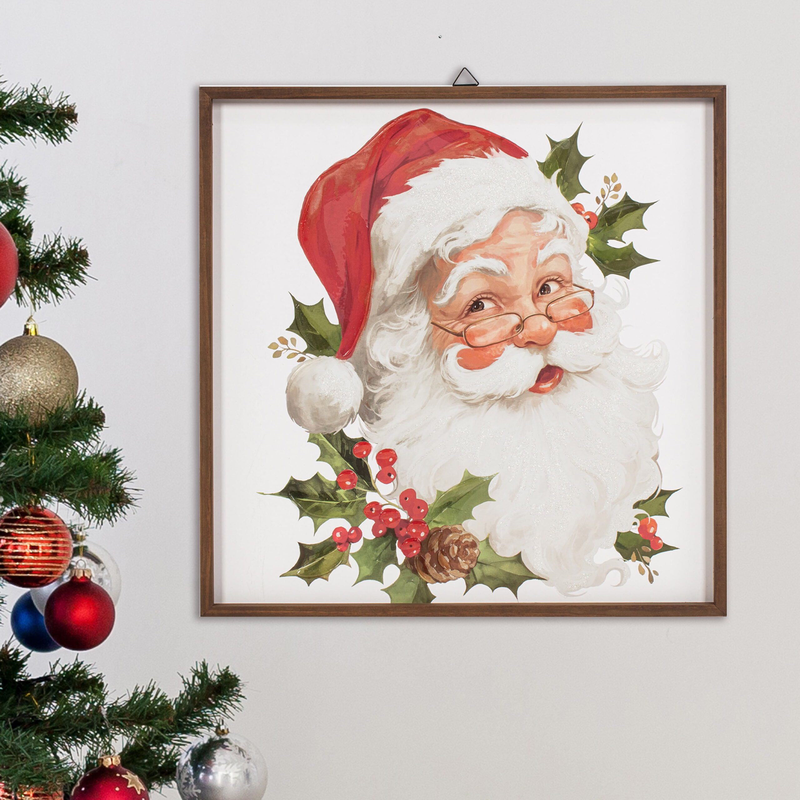 Mistletoe Santa Framed Transitional Christmas Wall Art, 22" X 22", by - Image 2