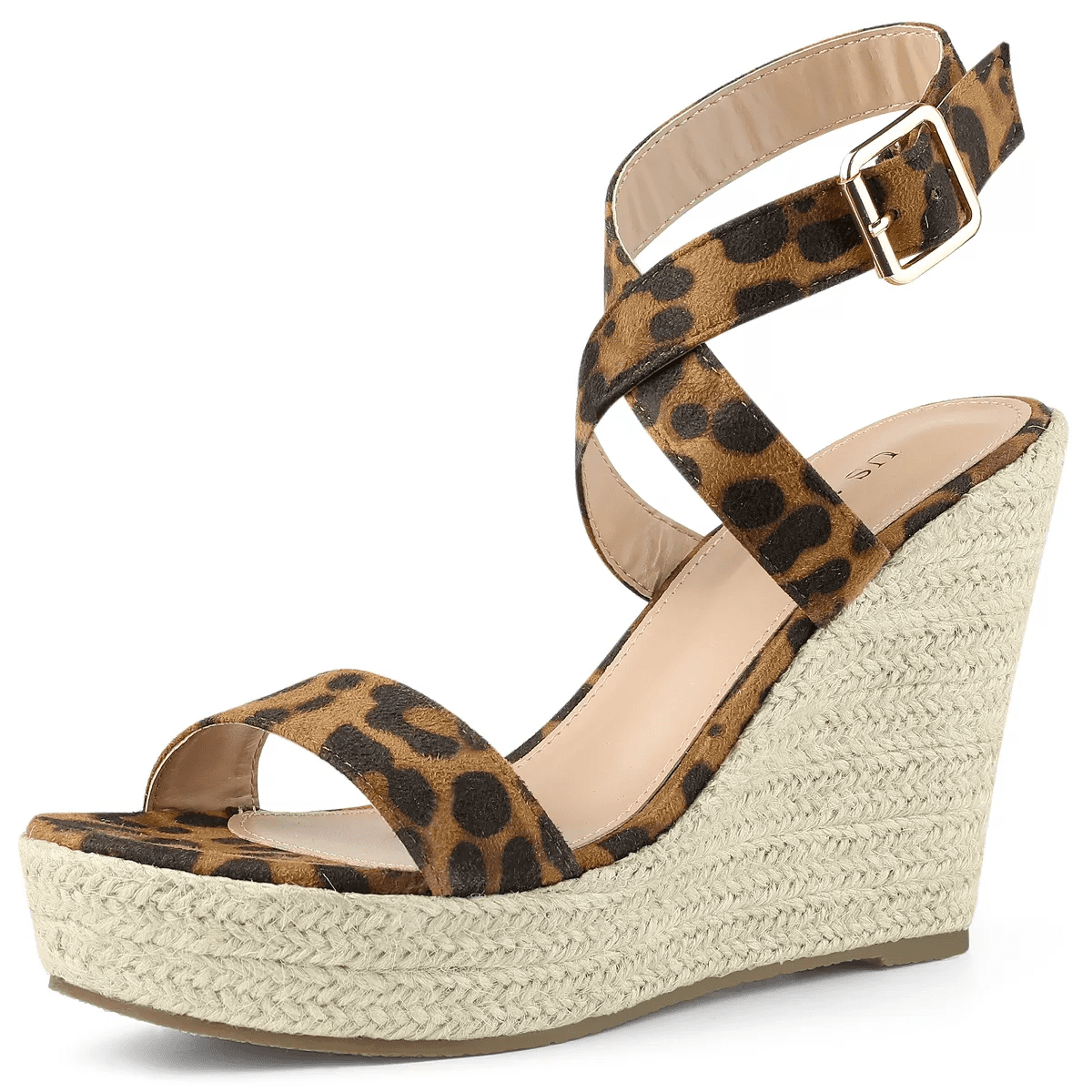 BLISSFUL STEP Women'S Slingback Crisscross High Espadrille Wedge Heel Sandals - Image 9