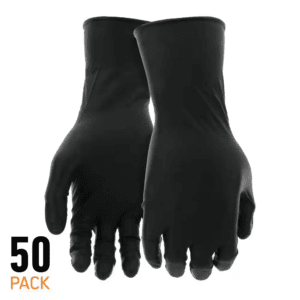 Large Black 8-Mil Thick 100% Nitrile Disposable Work Gloves with Textured Grip and Touch Screen Capability (50-Pack)