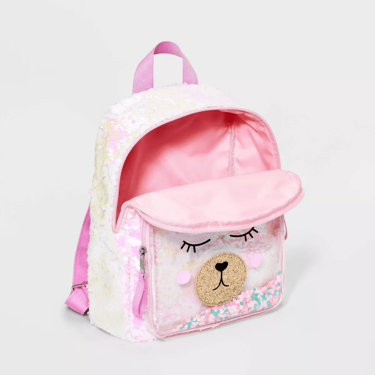 Girls' 10.5" Sequin Llama Backpack - Cat & Jack™ Pink: Elementary School, Acrylic Shell, Zip Closure, 3-9 Years - Image 3