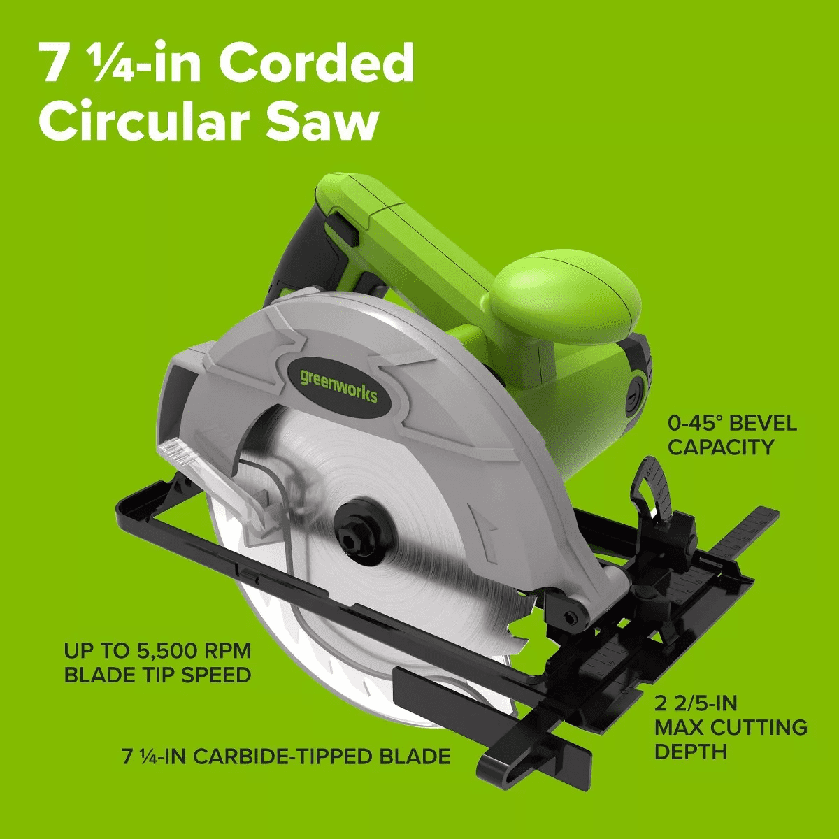 Greenworks 13-Amp 7-1/4-In Corded Circular Saw - Image 7