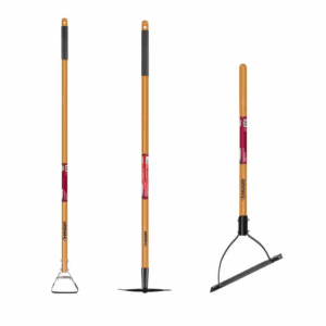 3-Piece Wood Handle Garden Tool Set (Action Hoe, 2-Prong Hoe and Weed Cutter)