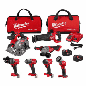 M18 FUEL 18V Lithium-Ion Brushless Cordless Combo Kit with Two 5.0 Ah Batteries, 1 Charger, 2 Tool Bags (7-Tool)