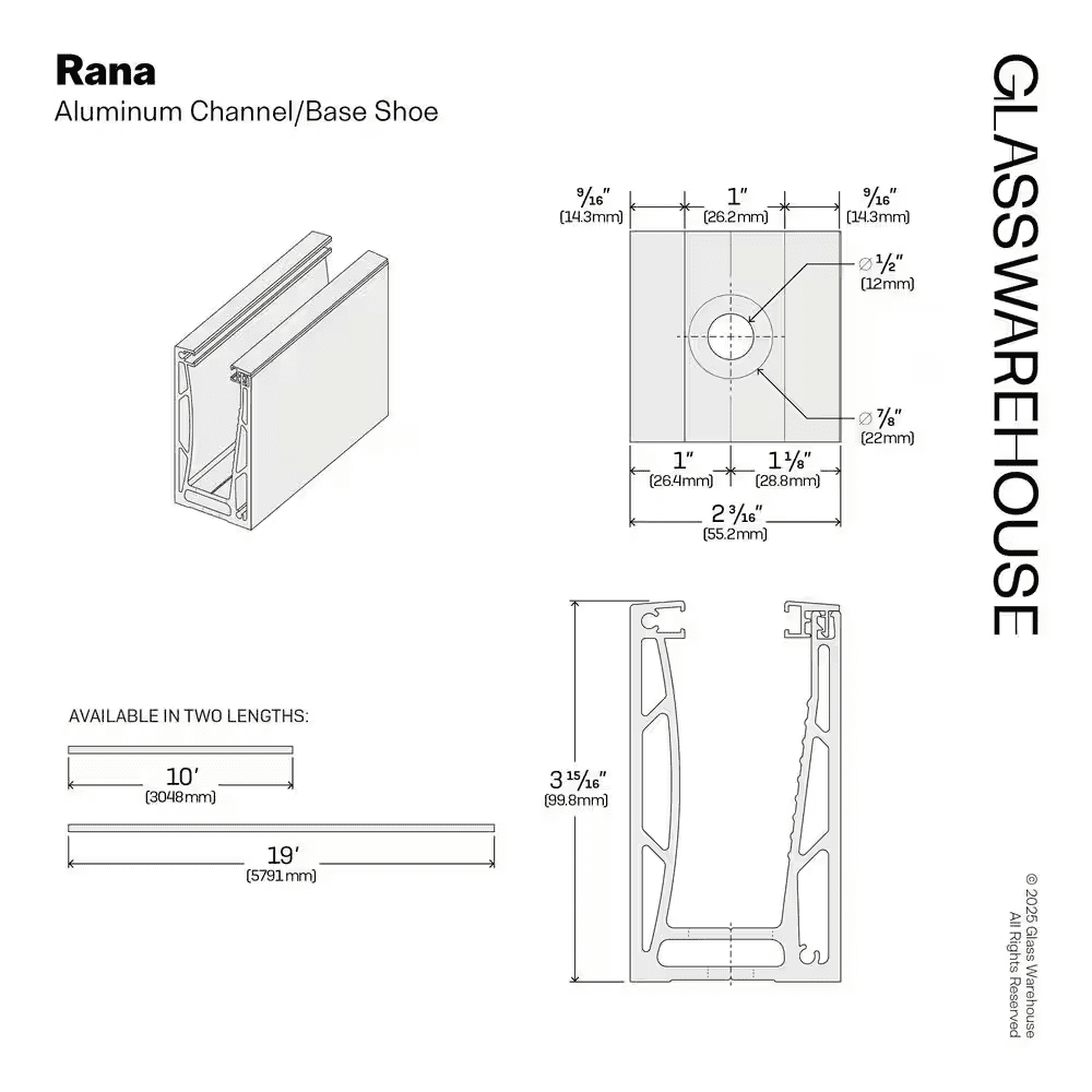 Rana 10 Ft. White Aluminum Base Rail - Image 13