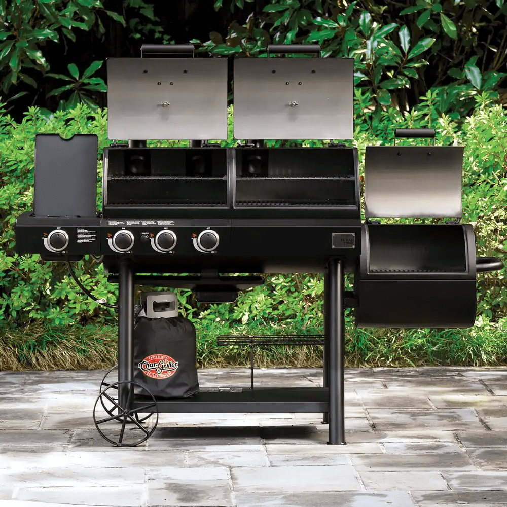 Texas Trio 4-Burner Dual Fuel Grill with Smoker in Black - Image 3