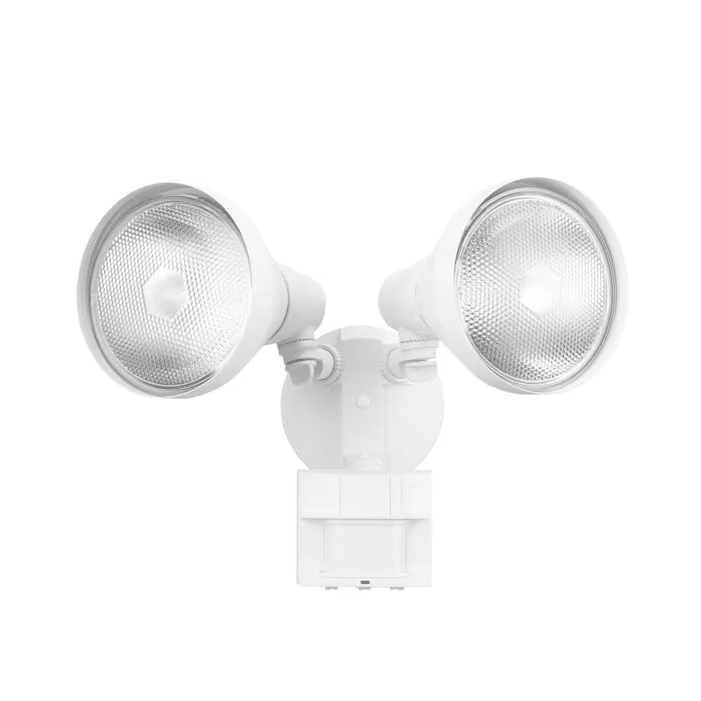 PAR 180° White Motion Sensing Security Light Wired Outdoor 2-Head Dusk-To-Dawn Flood Light
