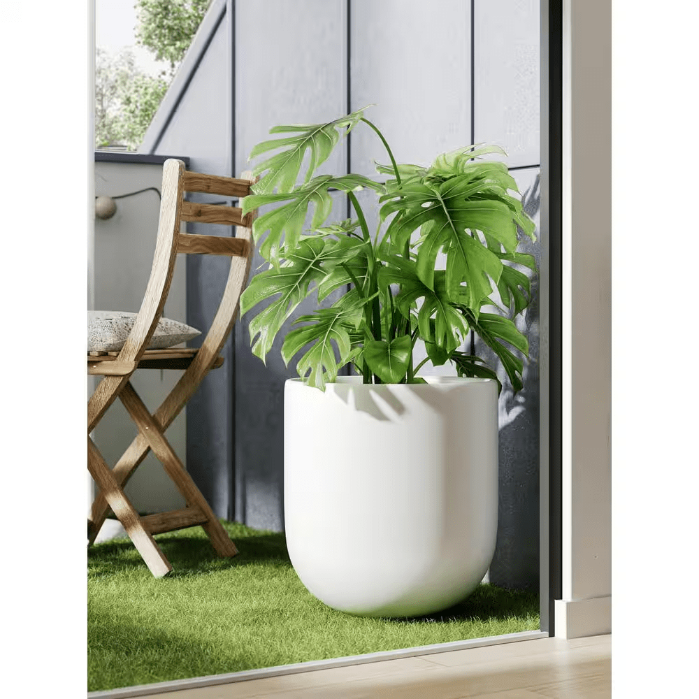 Ceramic Planter Pots with Drainage Holes and Rubber Plugs for Indoor (12.0 In. W X 12.2 In. H), White - Image 5