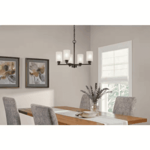 5-Light Black Chandelier Light Fixture with Frosted Glass Shades