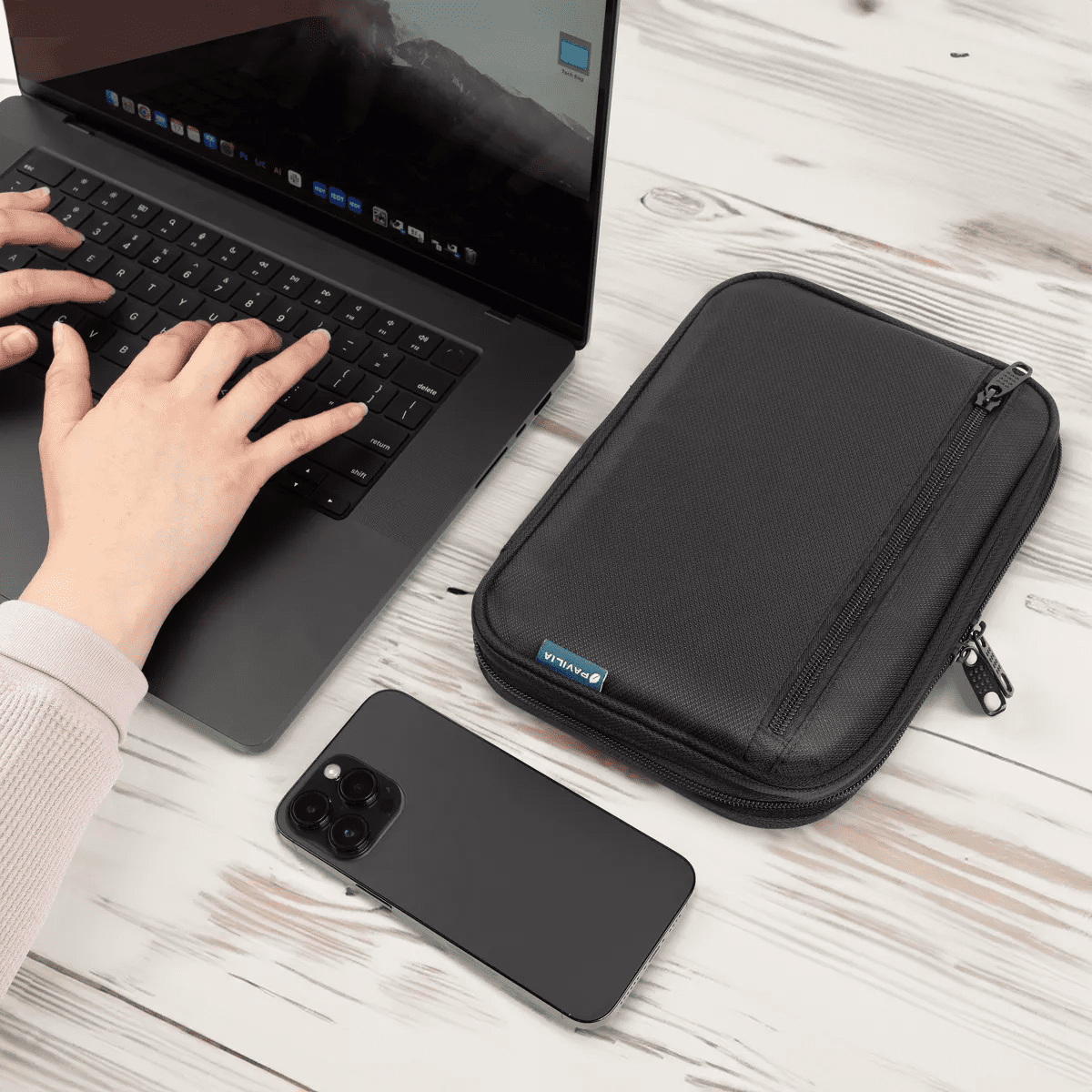 PAVILIA Soft Electronic Organizer Travel Case, Medium Cable Tech Storage Pouch Cord Bag, Charger Accessories Essentials - Image 6