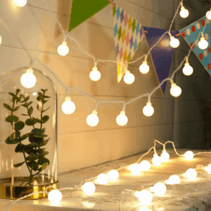 Indoor 50-Count LED Globe Lights, with Frosted White G20 Globes, Ac-Adaptor, 4.5 Volts