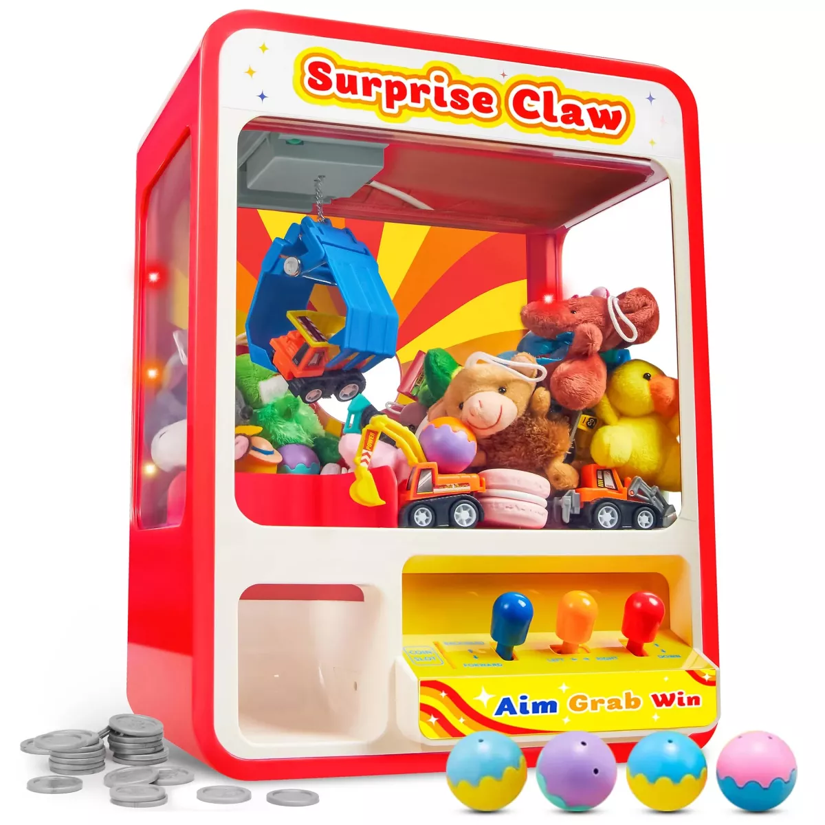 Joyfy Kids Claw Machine Toy with LED Lights, Sounds, Mini Arcade Game for Ages 3 4 5 6 Years, Halloween Christmas Birthday Gift for Boys Girls