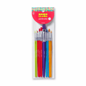 10Pc Paintbrush Set - Mondo Llama™: Nylon & Wood, Watercolor, Oil, Tempera, Acrylic, Artist Brushes, Off-White