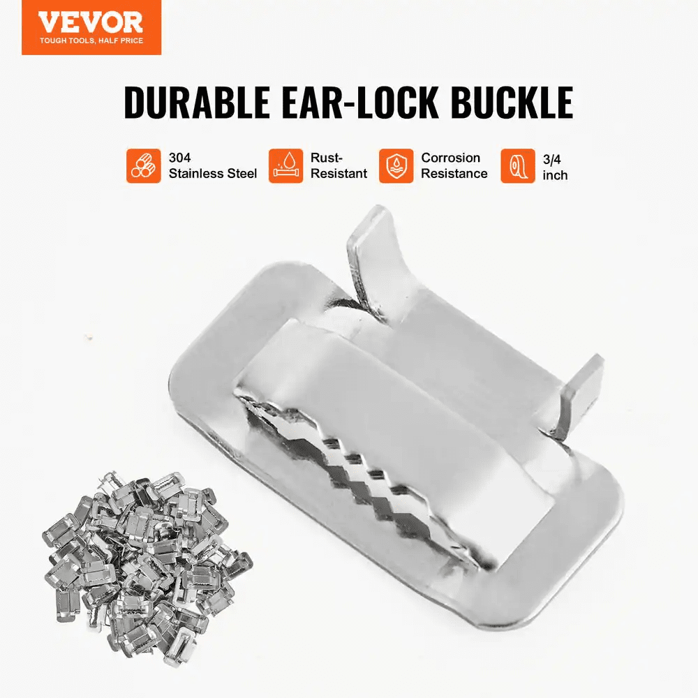 Banding Strapping Kit with Strapping Tensioner Tool, 100 Ft. Steel Strapping Belt, 100 Metal Seals for Packing - Image 8