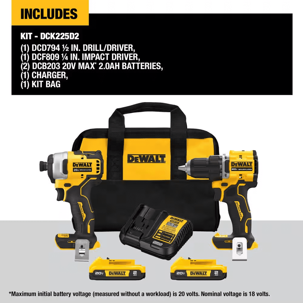 ATOMIC 20-Volt MAX Lithium-Ion Cordless Combo Kit (2-Tool) with (2) 2.0Ah Batteries, Charger and Bag - Image 2