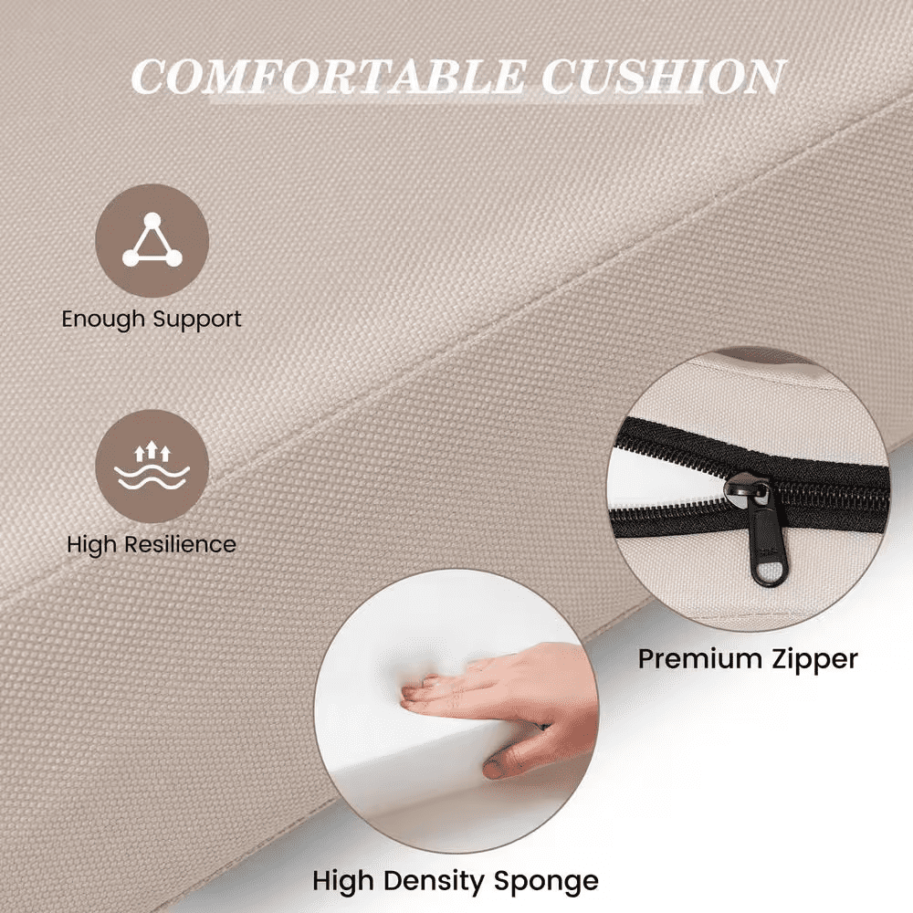 20.9 In. X 71.8 In. Outdoor Chaise Lounge Cushion in Beige (2-Pack) - Image 6