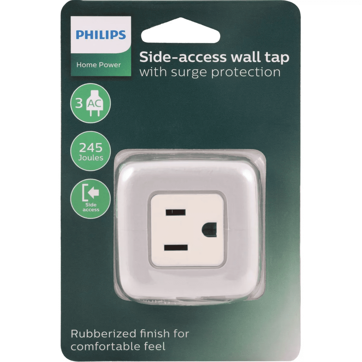 Philips 3-Outlet Grounded Cube Tap with Surge Protection - Gray: Outlet Extender Adapter - Image 7