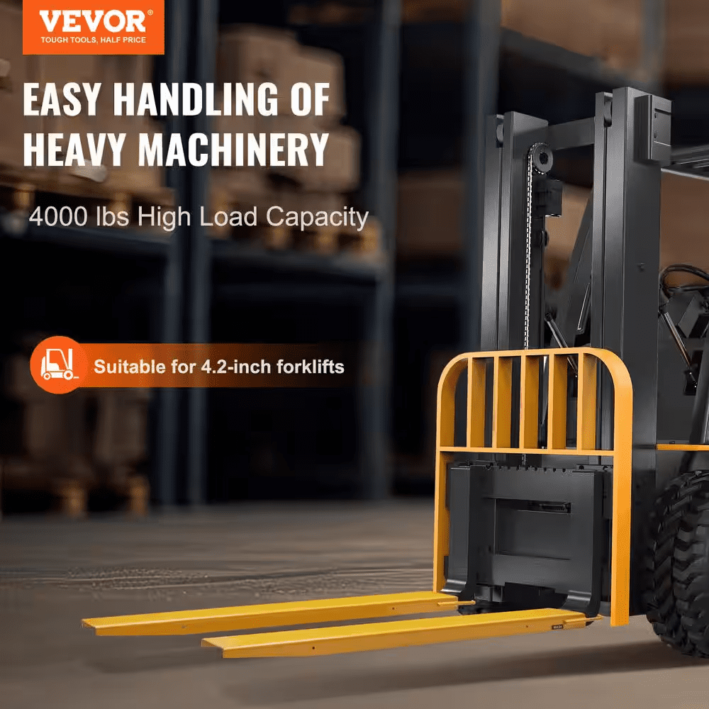 Pallet Fork Extensions 60 In. L X 4.5 In. W Heavy-Duty Carbon Steel Fork Extensions for Forklifts (1-Pair, Yellow) - Image 3