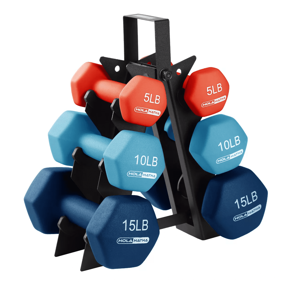 Holahatha Hex Dumbbell Set with Hand Weights and Storage Rack - Image 16