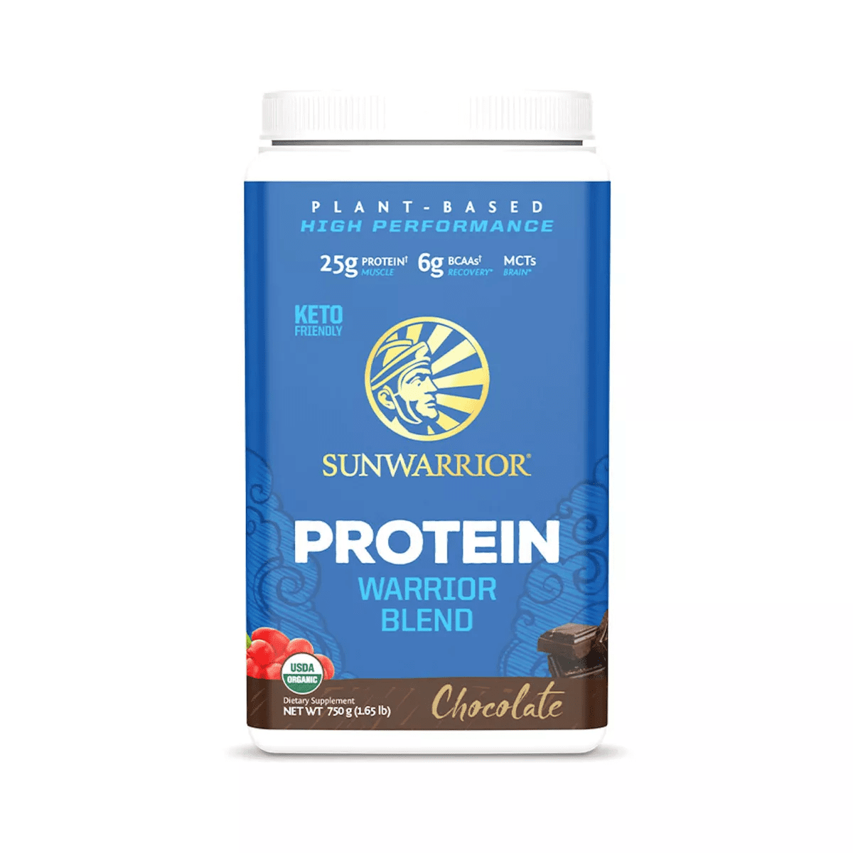 Warrior Blend Protein, Vegan Plant-Based Organic Protein Powder, Chocolate, Sunwarrior, 750Gm (30 Servings)