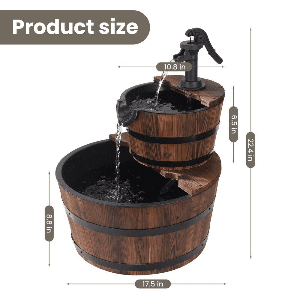 Wood 2-Tiered Country Fountain - Image 6