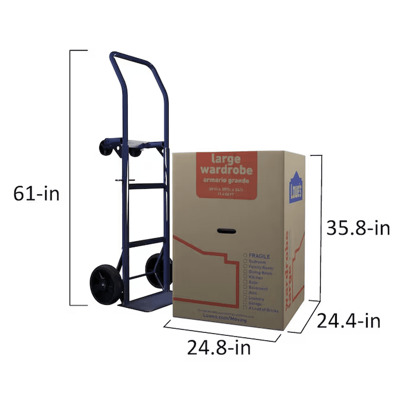 24.4-In W X 35.8-In H X 24.8-In D with Metal Bar Large Cardboard Wardrobe Moving Box with Handle Holes - Image 5