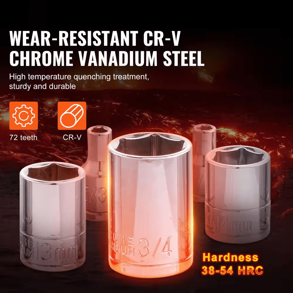 145 Pcs Mechanics Tool Set, 1/4 In. & 3/8 In. Drive Deep/Standard Sockets, SAE & Metric, Wrenches, Bits, Case - Image 3