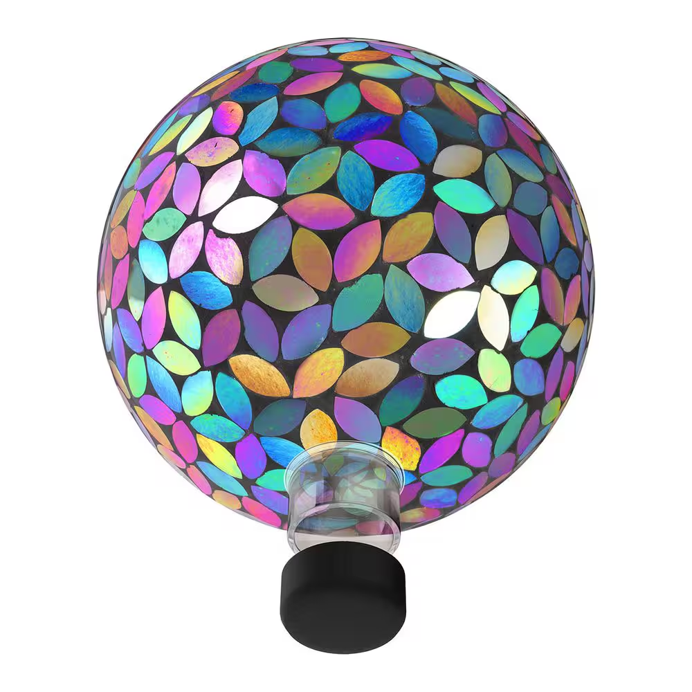 Indoor/Outdoor Glass Solar Powered Mosaic Gazing Globe Yard Decoration, 10 In., Purple - Image 9