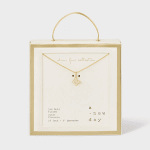 Cubic Zirconia 14K Gold Plated Pave Necklace with Extender - a New Day