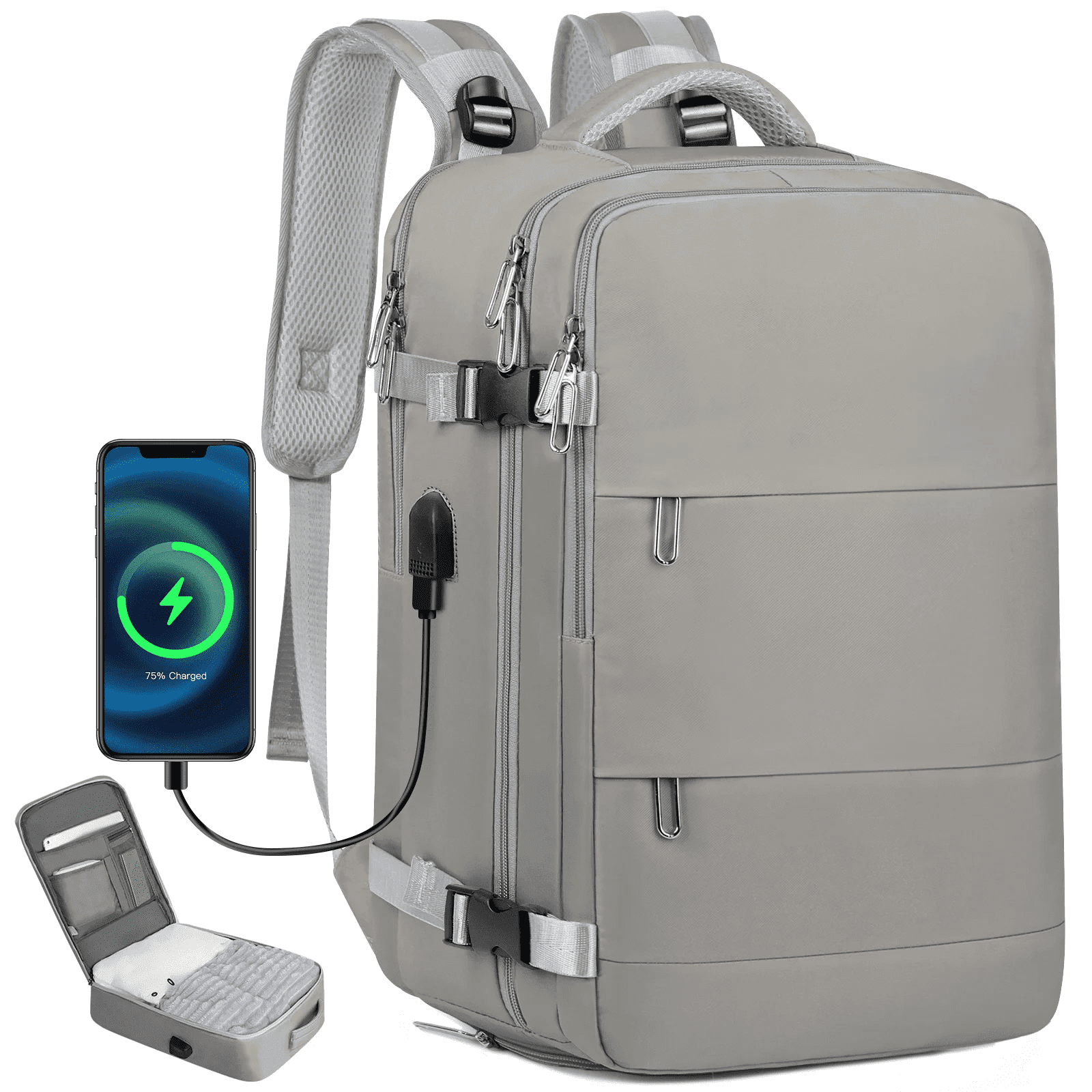 Travel Backpack for Women with USB Charging Port, Tsa-Approved Laptop Backpack, Lightweight Carry on Backpack Fit 15.6” Laptop for Weekend Trips, Business Travel & Hiking, Black - Image 9