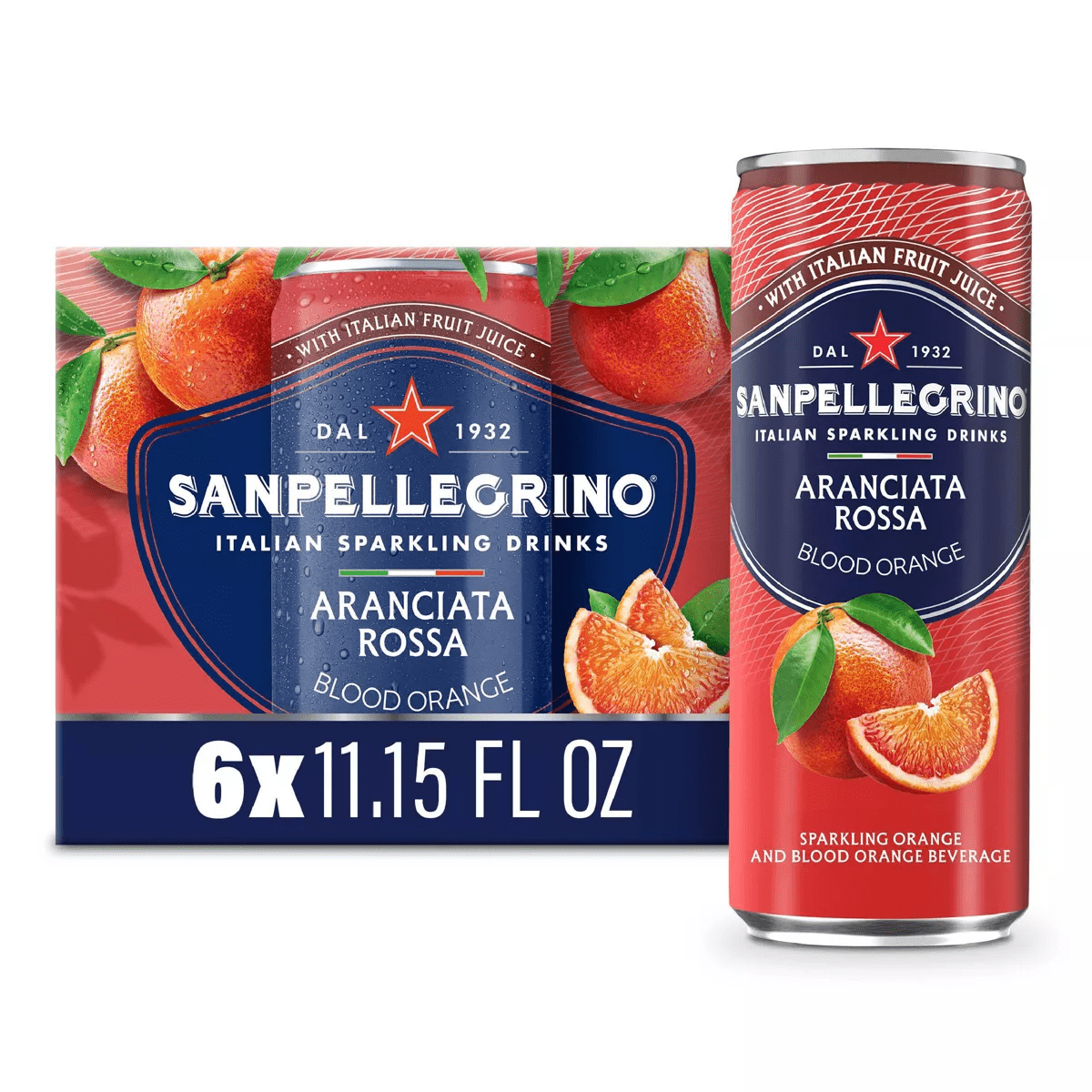 Sanpellegrino Blood Orange Italian Sparkling Beverage - 6Pk/11.15 Fl Oz Cans