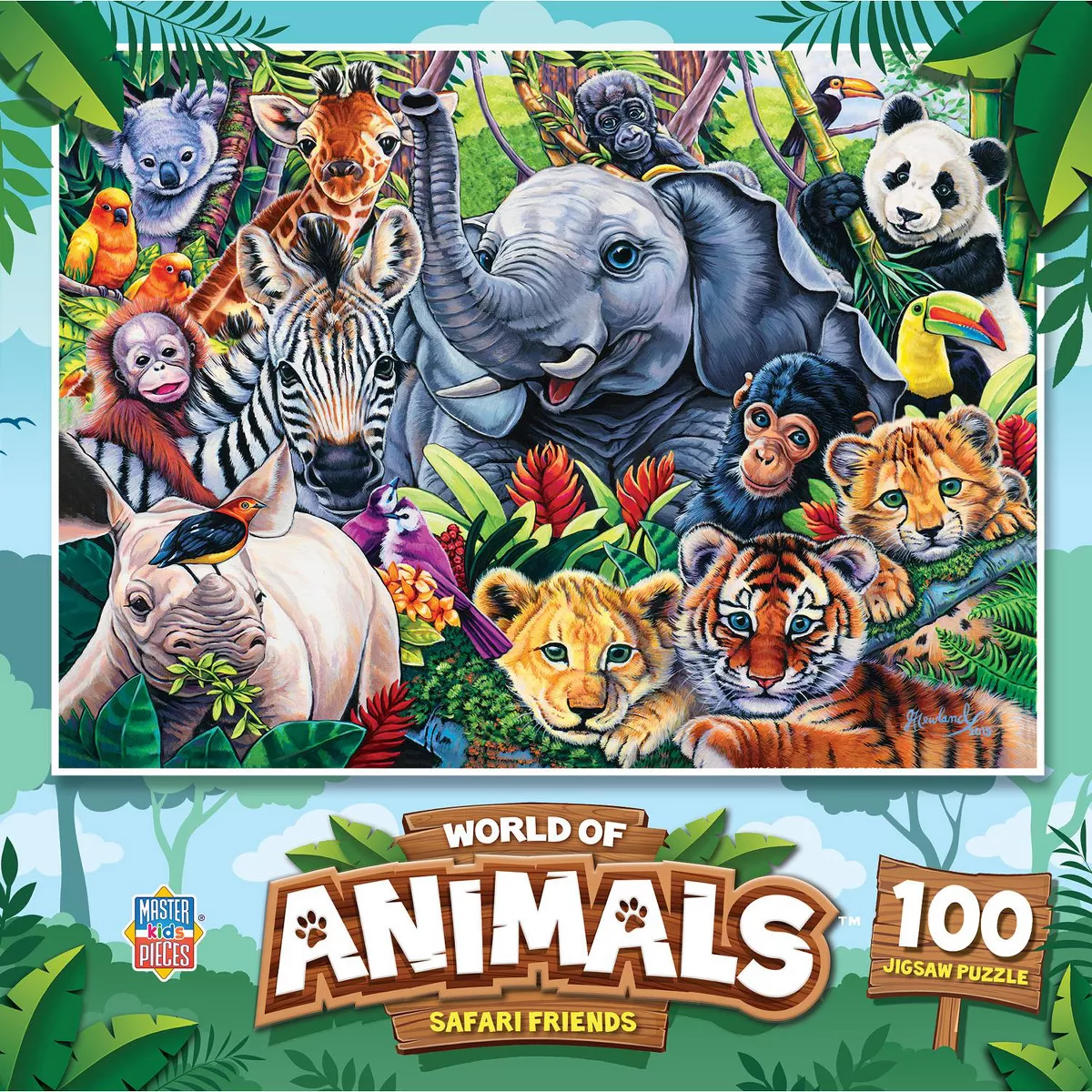 Masterpieces 100 Piece Jigsaw Puzzle for Kids - Safari Friends - 11.5"X15"