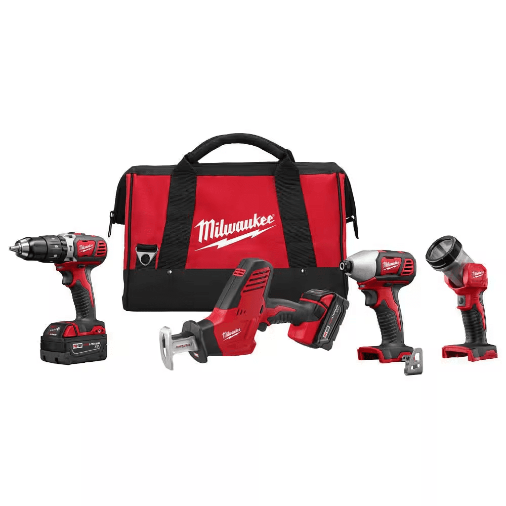 M18 18V Lithium-Ion Cordless Combo Tool Kit (4-Tool) W/(2) 3.0Ah Batteries, (1) Charger, (1) Tool Bag