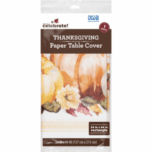 54" X 84" Traditional Paper Tablecloth, Multicolor, Thanksgiving by